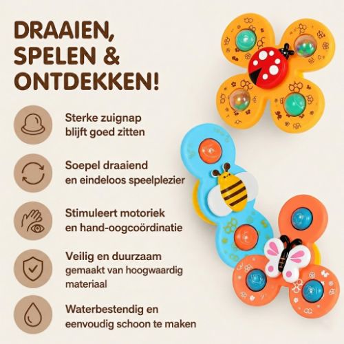 SpinnyBuddies | Educatieve Zuignap Bad- & Raamspinners