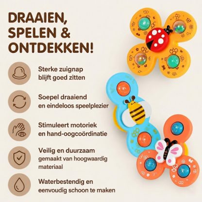 SpinnyBuddies | Educatieve Zuignap Bad- & Raamspinners