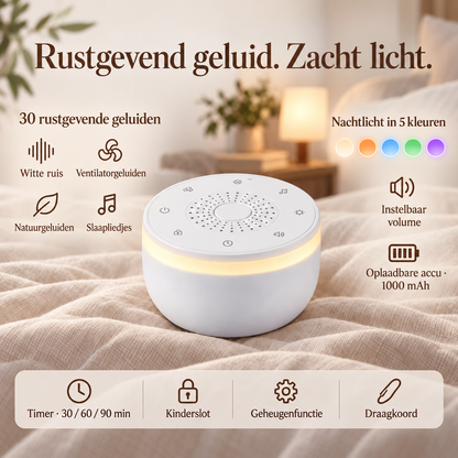 Droomlicht | Witte-ruismachine met nachtlamp