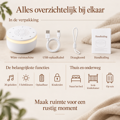 Droomlicht | Witte-ruismachine met nachtlamp